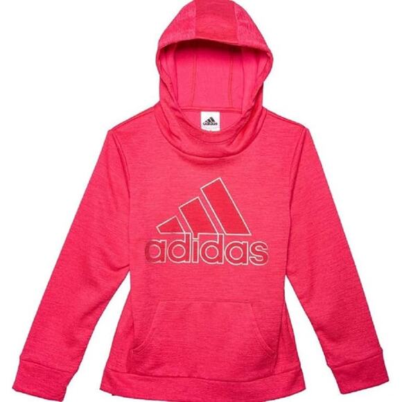 NEW adidas Girls Pink Core Embossed Hoodie MEDIUM - Picture 1 of 2